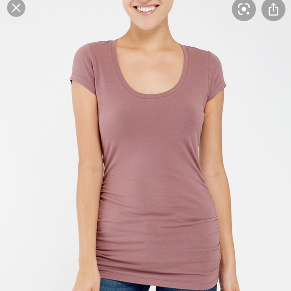 BNWT Ruched Side Scoop Neck Tee - Picture 2 of 7